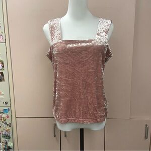 JOSEPH RIBKOFF pink beige neutral velvet tank VTG square neckline size 12